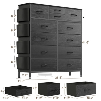 12 Drawer Dresser Fabric Tall Dressers for Bedroom Chest of Drawers