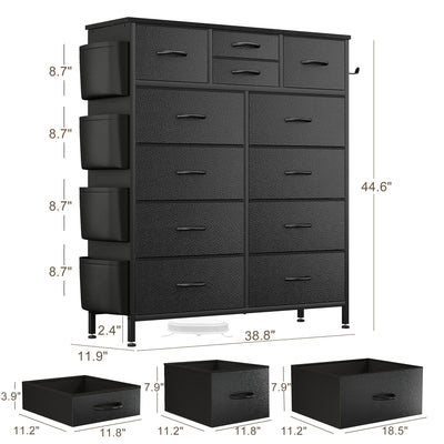 12 Drawer Dresser Fabric Tall Dressers for Bedroom Chest of Drawers