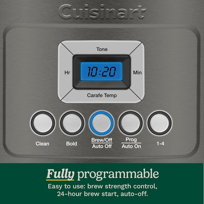 14-Cup Programmable Coffee Maker, Glass Carafe, Brew Strength Control, 1-4 Cup Setting, Black Stainless