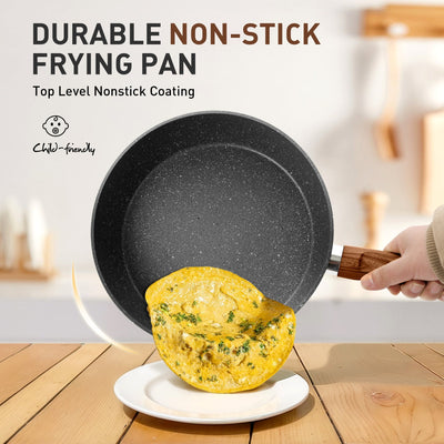 17-Piece Kitchen Granite Cookware Set, Non-stick Cooking Pots and Pans Set