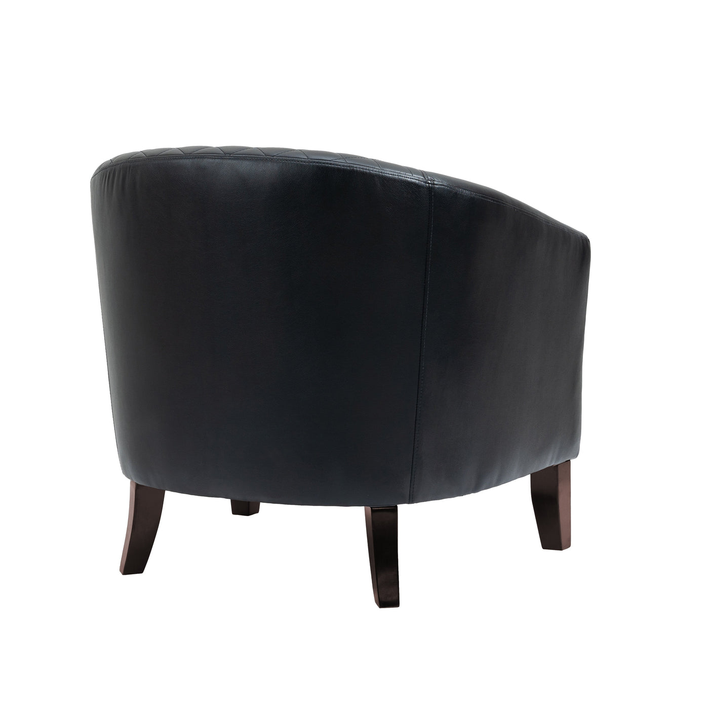 2 Set 29 W Vegan Leather Barrel Accent Chairs with Nailheads Trim