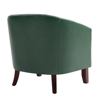 2 Set 29 W Vegan Leather Barrel Accent Chairs with Nailheads Trim