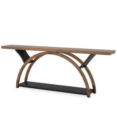 2-Tier Narrow Long Console Sofa Table with Semi-Circular Frame for Entryway,Gray Hallway Accent Tables