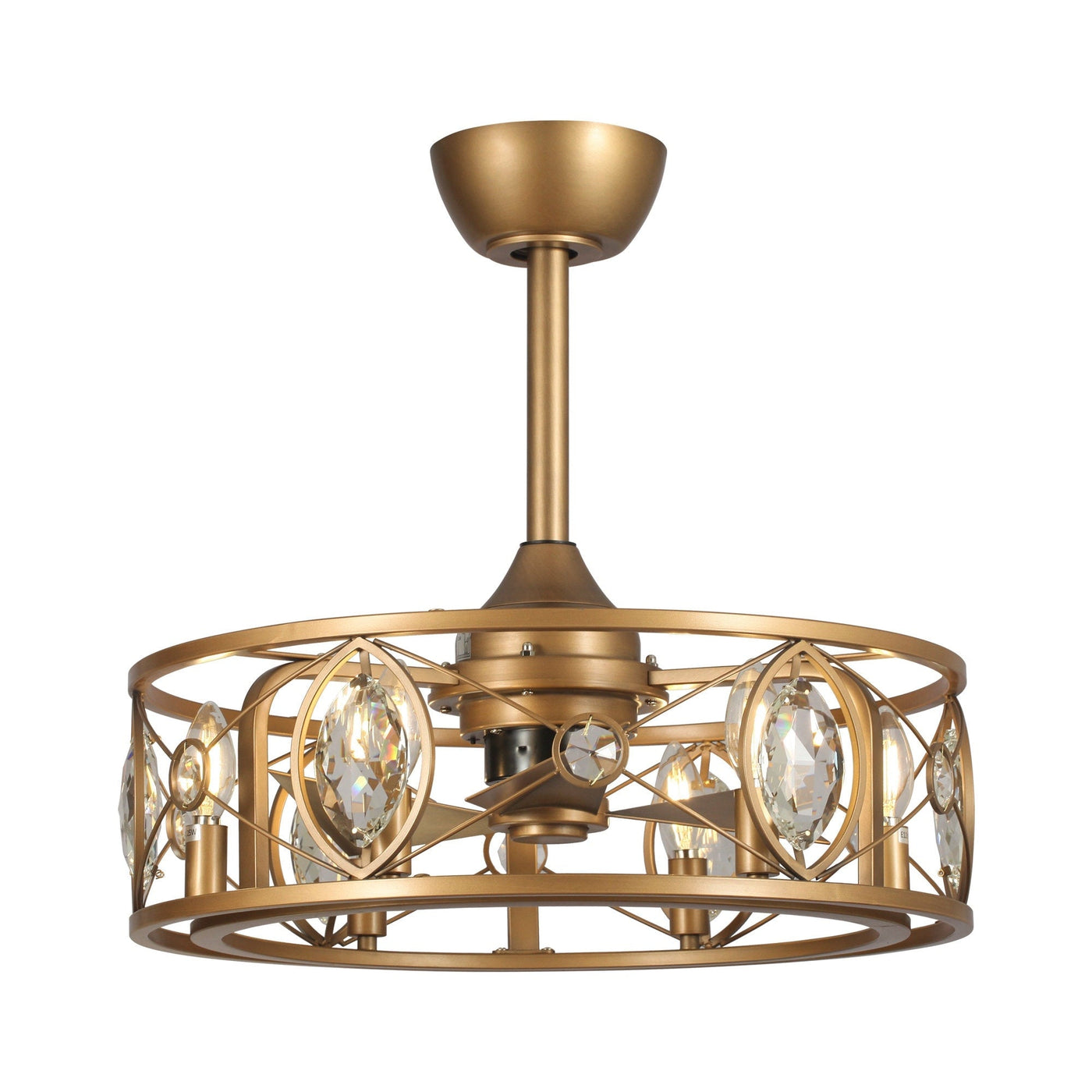 22 Modern Crystal Caged Ceiling Fan Chandelier with Remote