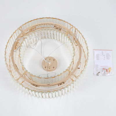 24.8 in. 8-Light Farmhouse Chandelier, Crystal Chandelier, Drum Chandelier for Dining Room Living Room Bedroom Kitchen