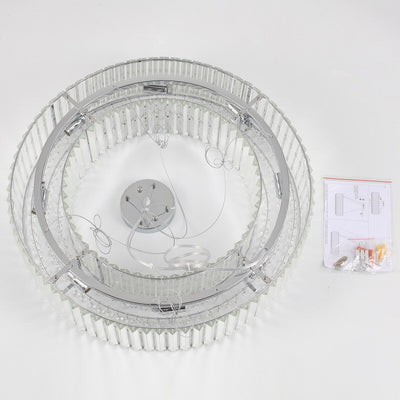 24.8 in. 8-Light Farmhouse Chandelier, Crystal Chandelier, Drum Chandelier for Dining Room Living Room Bedroom Kitchen