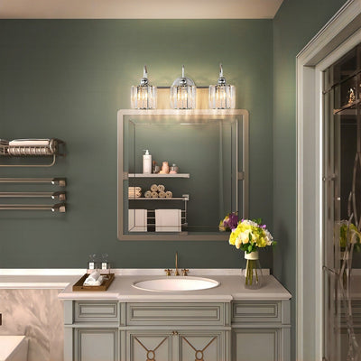 3/4-Light Modern Glam Linear Dimmable Crystal Bathroom Vanity Lights Over Mirror