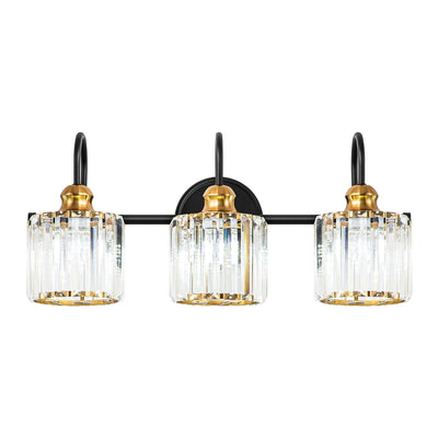 3/4-Light Modern Glam Linear Dimmable Crystal Bathroom Vanity Lights Over Mirror