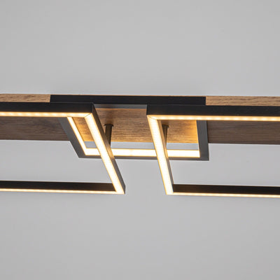 3/5-Light Integrated LED Linear Wood Chandelier Kitchen Island Pendant Light