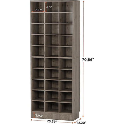 30 Pairs Tall Shoe Cabinet, 10 Tiers White Wooden Shoe Storage Rack for Closet, Entryway - 10-tier