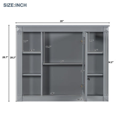 36'' Modern Bathroom Vanity with Top Sink and Mirror Cabinet,2 Doors and 2 Drawers
