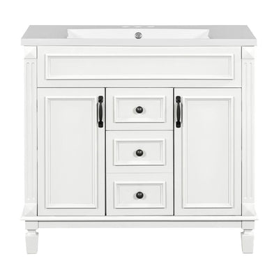 36'' Modern Bathroom Vanity with Top Sink and Mirror Cabinet,2 Doors and 2 Drawers