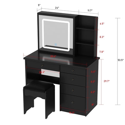 39.4'' Wide Makeup Vanity Set with Stool and Mirror