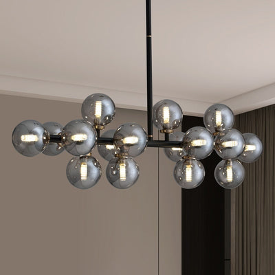 40 in. Linear Mid Century Modern Chandelier 16-Light Gold Brass Sputnik Pendant Light with Frosted Glass Globe for Dining Room