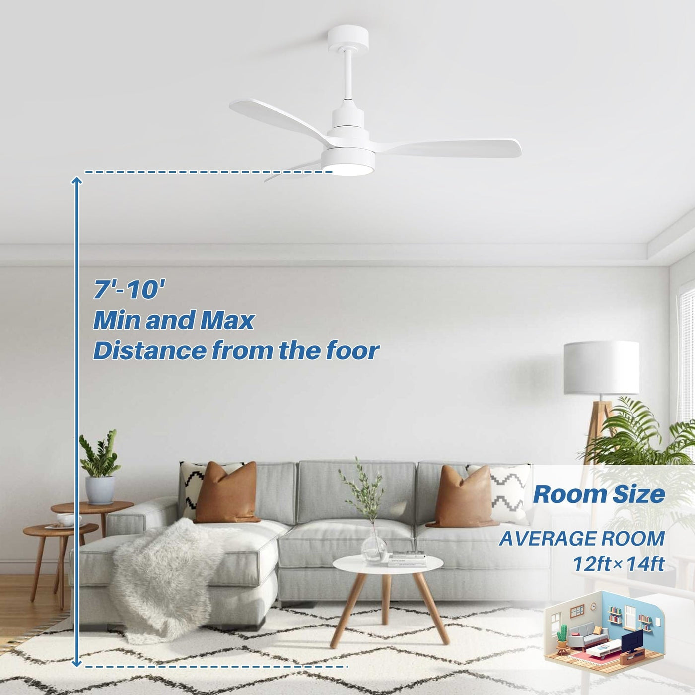 48 and 52 Integrated LED Ceiling Fan with Light and Remote, Reversible DC Motor