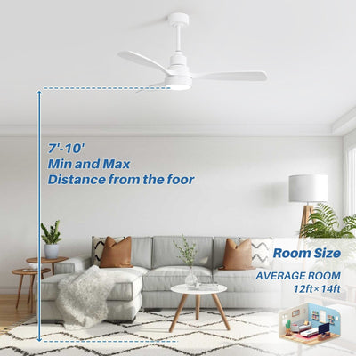 48 and 52 Integrated LED Ceiling Fan with Light and Remote, Reversible DC Motor
