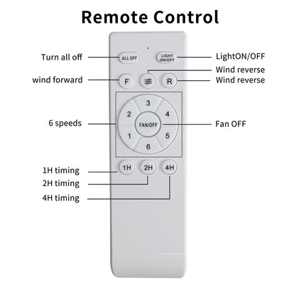 52 inch Modern Solid Wood / ABS Ceiling Fan With Remote Control(No Light),6 WInd Speed,Reversible Airflow