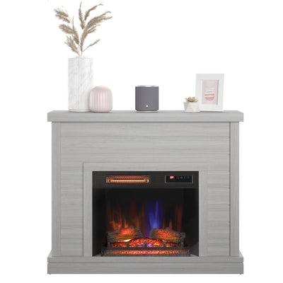 52 Shiplap Wall Mantel with 3D Fireplace Insert