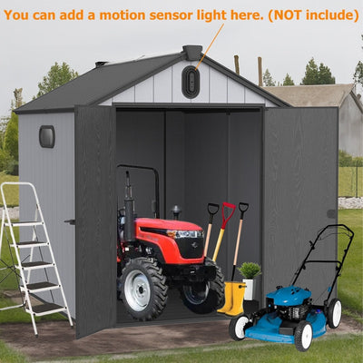 6 ft x 4 ft/6 ft x 8 ft/8 ft x 6 ft/8 ft x 10 ft All-Weather Resin Outdoor Plastic Storage Shed w/Floor, Spire Tool Shed