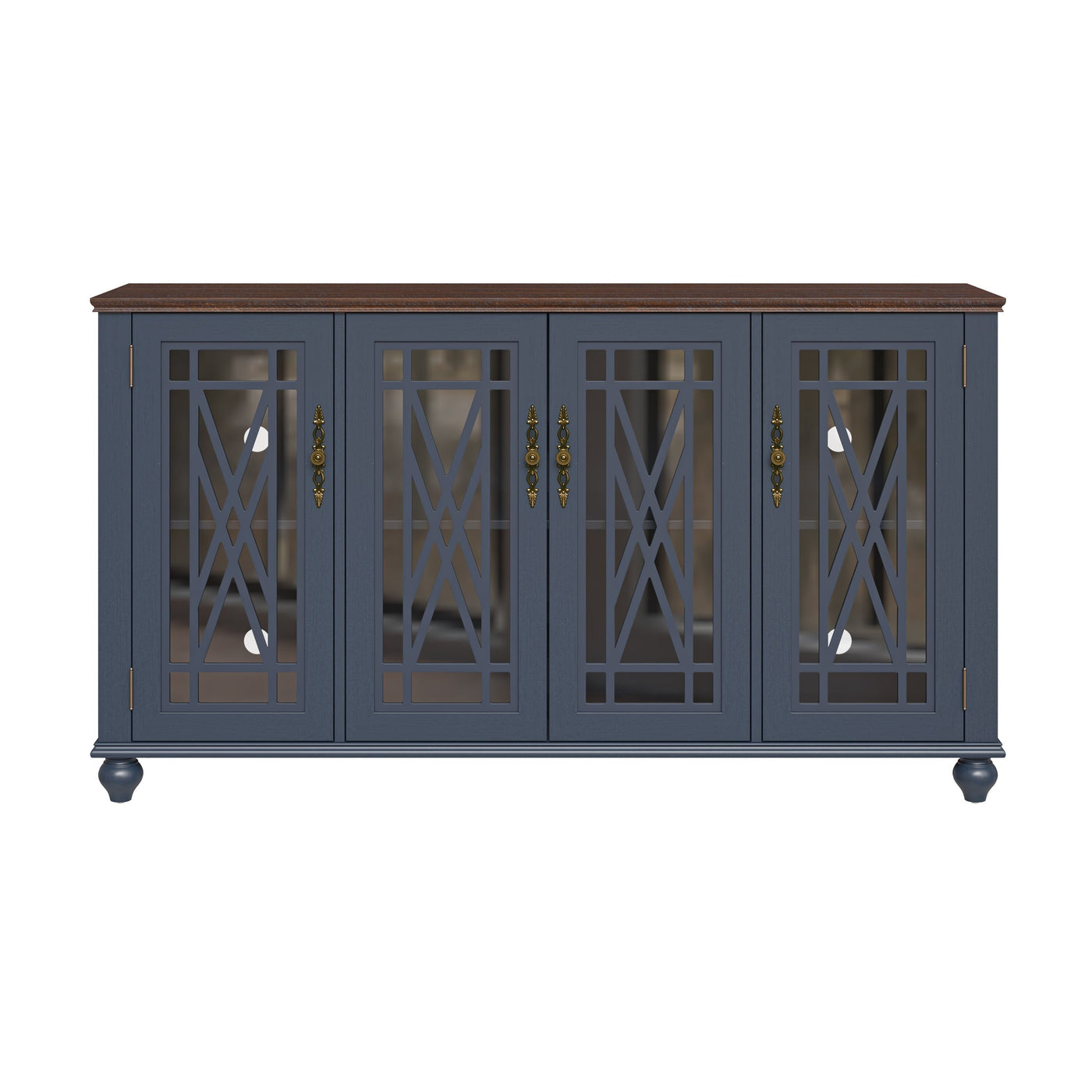 63 Vintage Style Wood Kitchen Accent Buffet Sideboard Cabinet - 63 in Width