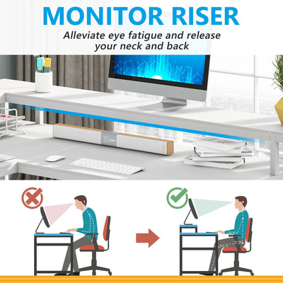 L Shaped Desk with Monitor Shelf, Reversible Corner Computer Desk for Office Home 69