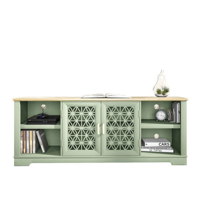70 in. Rustic Decorative Floral Door TV Stand for up to 80 TVs