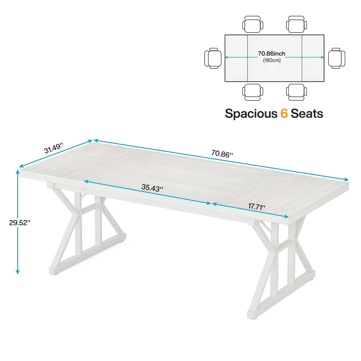 70.8-Inch Executive Desk, Large Computer Office Desk Workstation