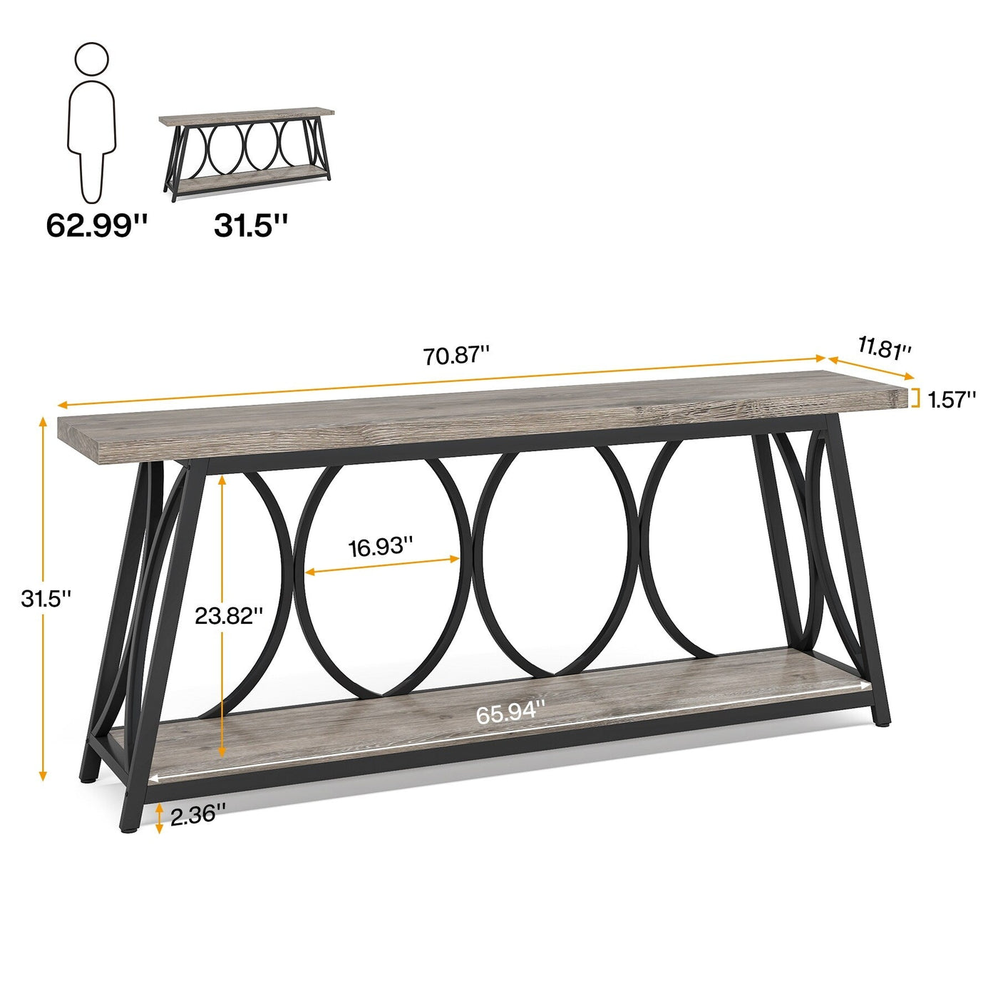 70.9 inch Extra Long Console Table Sofa Accent Table for Living Room