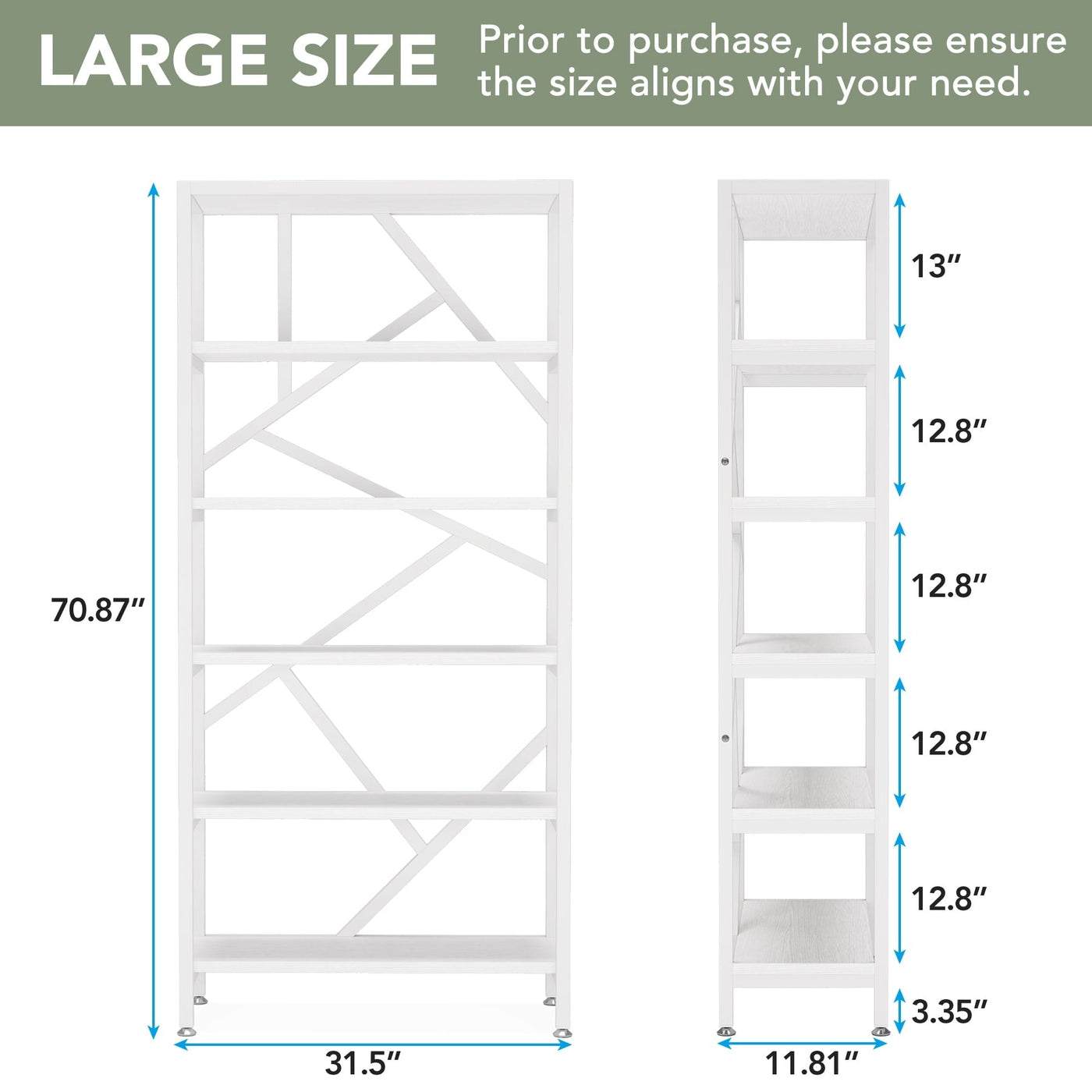 71 Industrial Bookshelf, 6 Tier Rustic Brown Wood Etagere Bookcase, Open Book Shelves