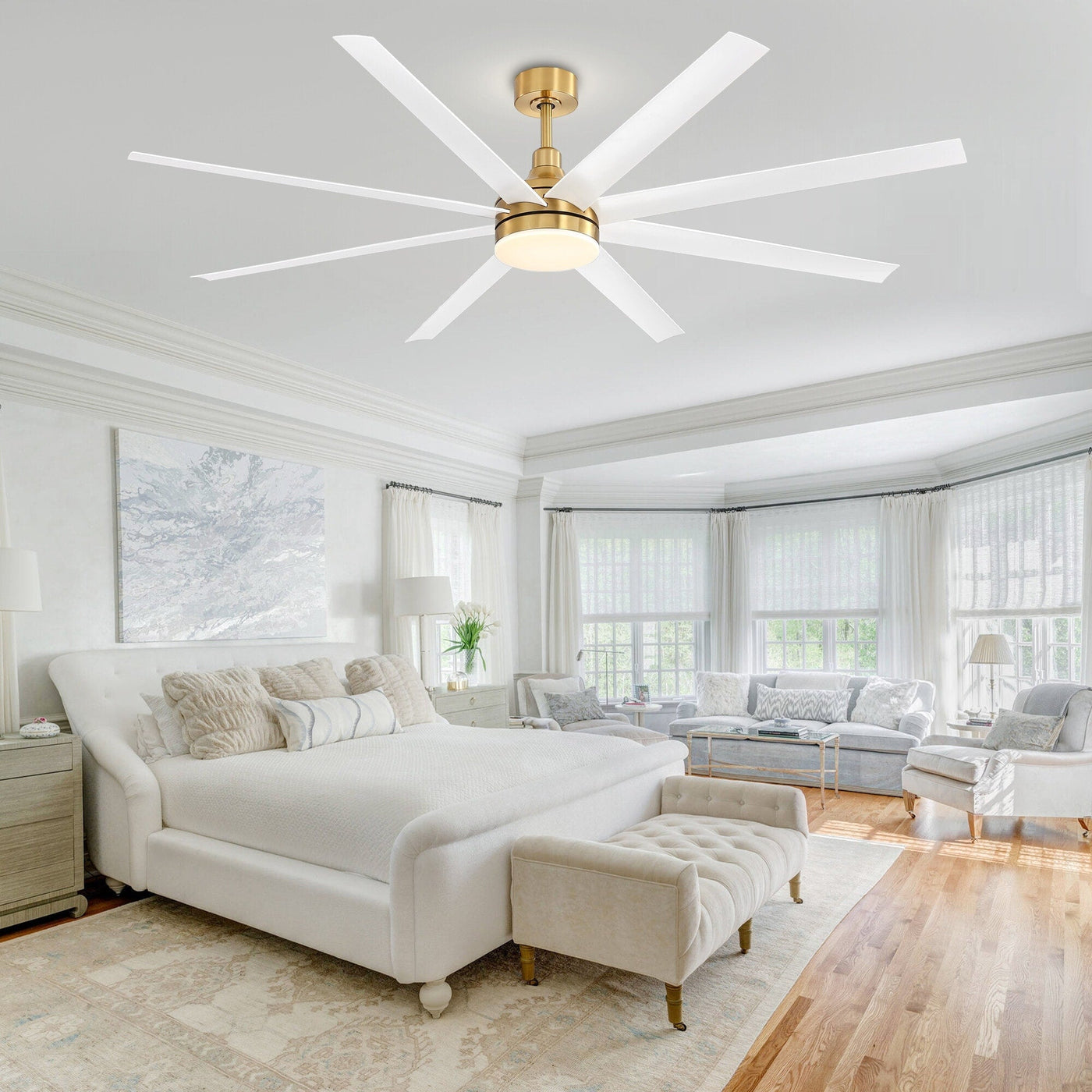 72 Large Ceiling Fans with LED Light Remote Control-8 Blade - 72 Inch
