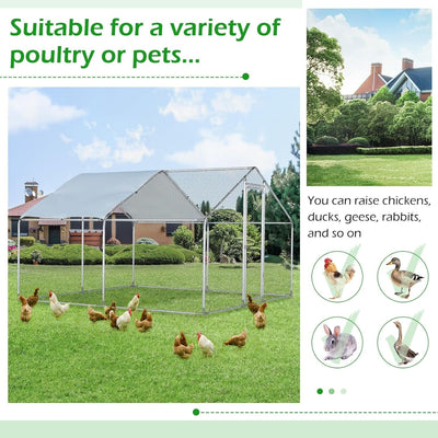 AECOJOY Large Metal Chicken Coop Run Walk-in Metal Chicken Cage