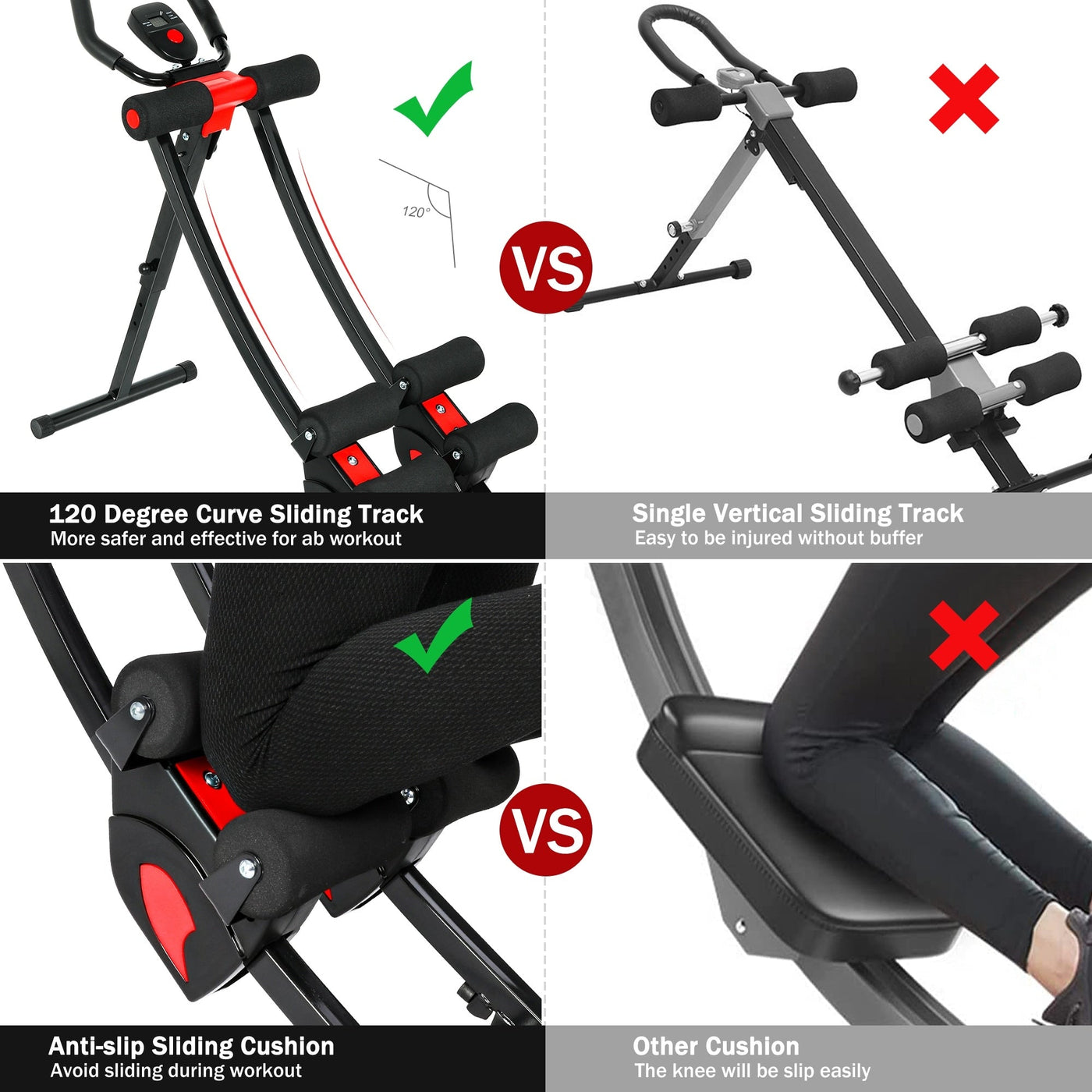 Ab Machine Foldable Core Abdominal Exercise Trainer Home Gym Fitness
