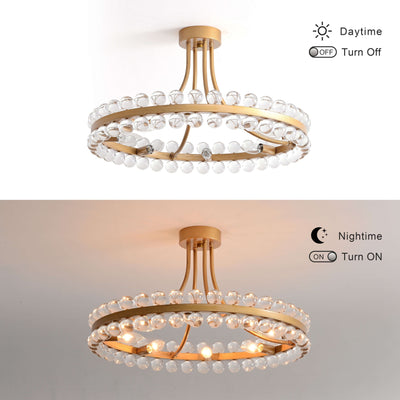Elvira 8-Light Wagon Wheel Crystal Semi-Flush Mount