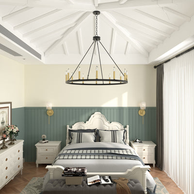 Acroma 12-light Farmhouse 40In Wagon Wheel Chandelier with UL - 40'' D x 138'' H