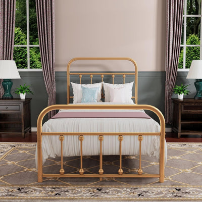 Alazyhome Simple Vintage Metal Platform Bed Frame, Easy-Assembly