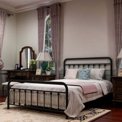Alazyhome Simple Vintage Metal Platform Bed Frame, Easy-Assembly