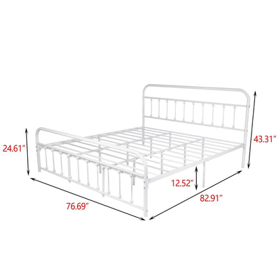 Alazyhome Simple Vintage Metal Platform Bed Frame, Easy-Assembly