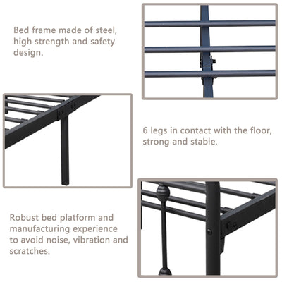 Alazyhome Simple Vintage Metal Platform Bed Frame, Easy-Assembly