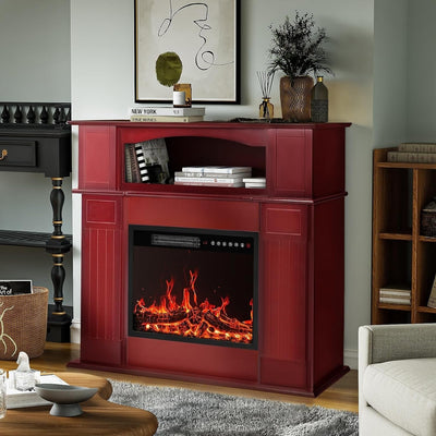 BOSSIN 43 Electric Fireplace with Mantel, 23 inch Electric Fireplace Insert,Freestanding TV Stand with Fireplace Wooden Firebox