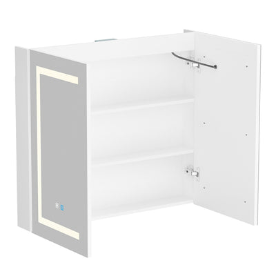 Bathroom Medicine Cabinet LED Mirror Anti-Fog 6000K Wall Cabinet White