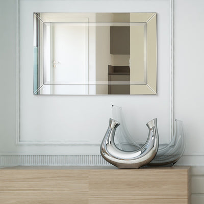 Beveled Rectangular Clear HD Wall Mounted Mirror for Bathroom, Vanity, Bedroom Mirrors, 3 sizes