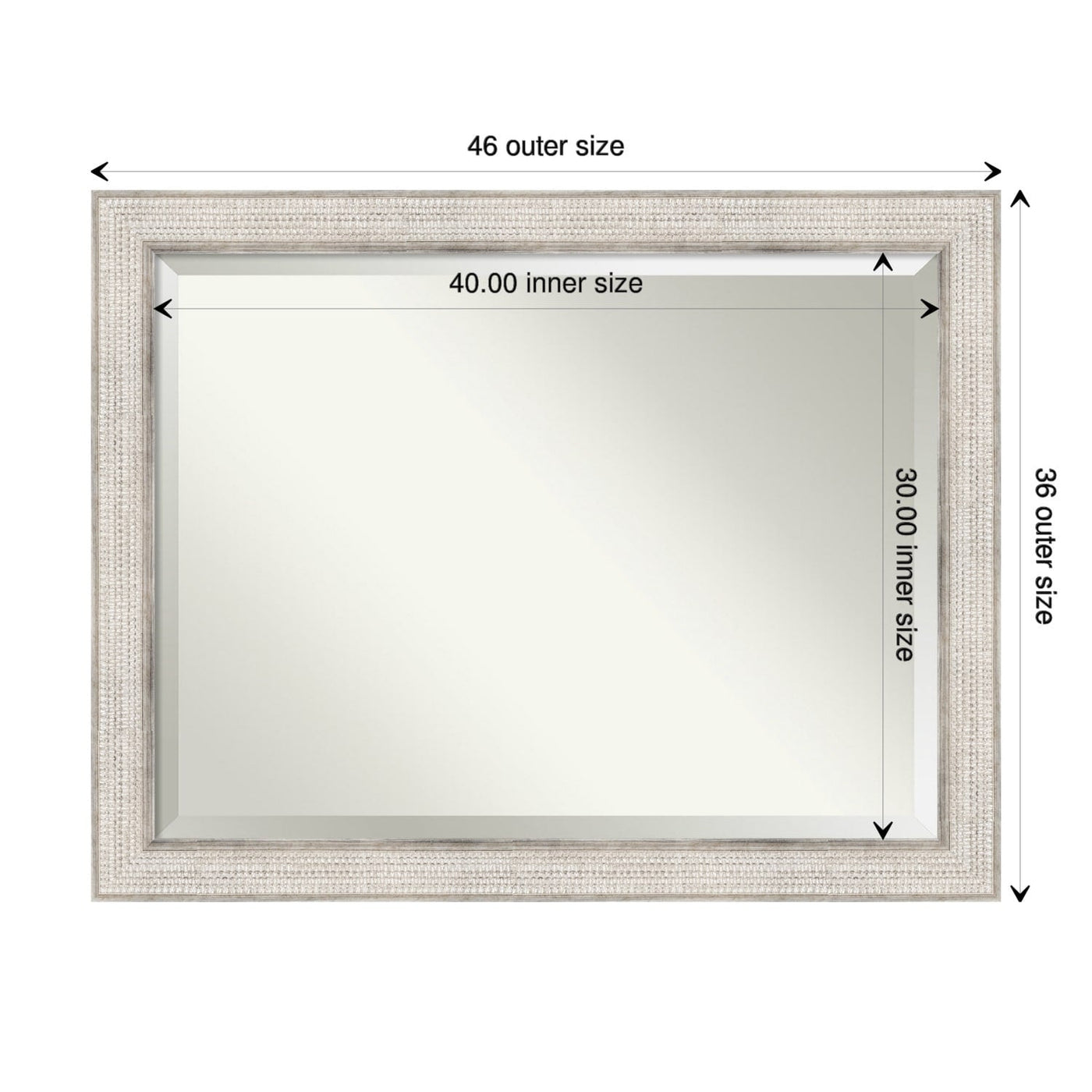 Beveled Wood Bathroom Wall Mirror - Trellis Silver Frame - Trellis Silver