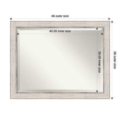 Beveled Wood Bathroom Wall Mirror - Trellis Silver Frame - Trellis Silver