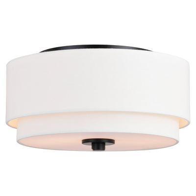 Burnaby Mid-Century Modern Ceiling Mount Light White Linen Drum Shade