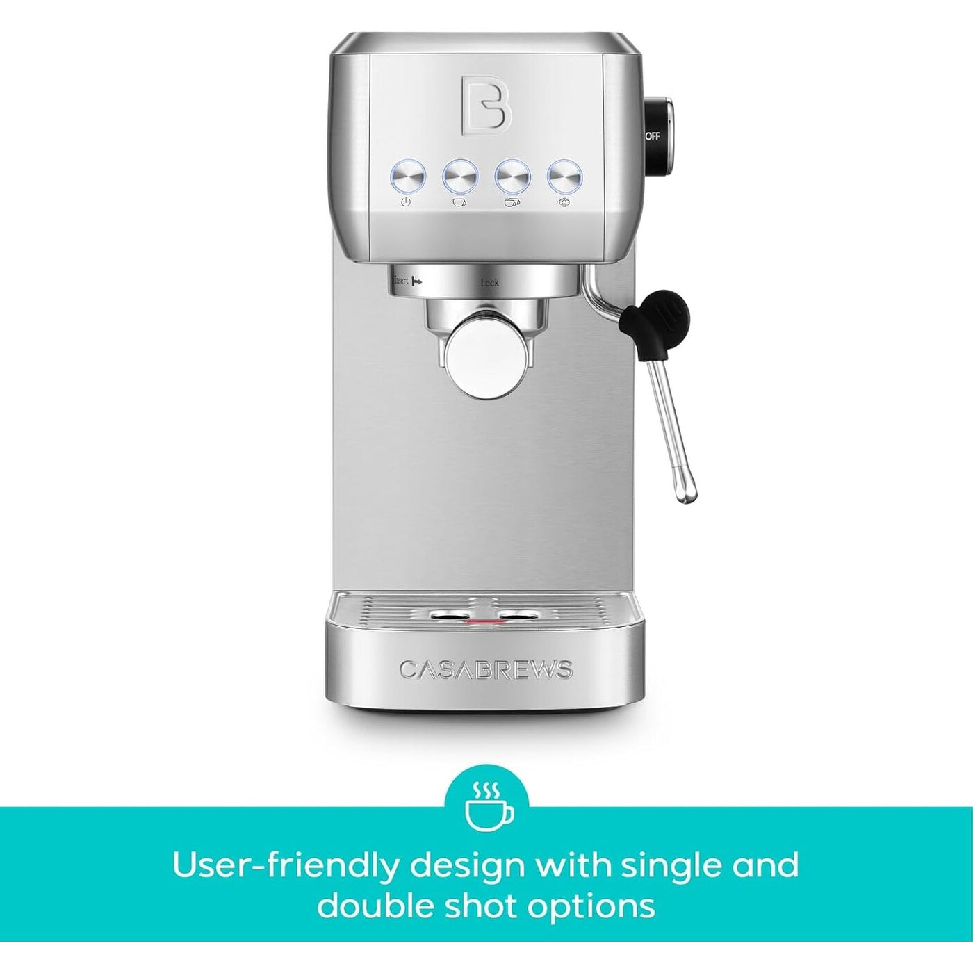 Casabrews 3700E 20 Bar Professional Espresso Machine with Milk Frother - N/A