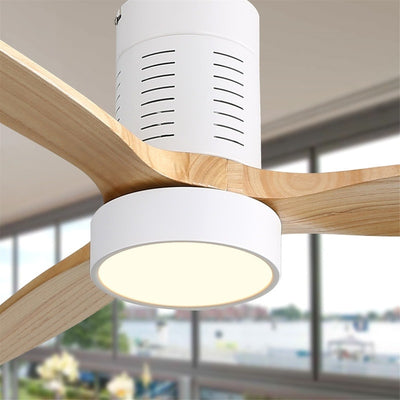 52 Inch Farmhouse Style Flush Mount Ceiling Fan with Light and Remote Control, Reversible DC Motor