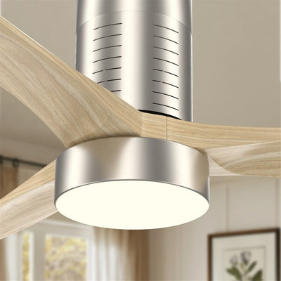 52 Inch Farmhouse Style Flush Mount Ceiling Fan with Light and Remote Control, Reversible DC Motor