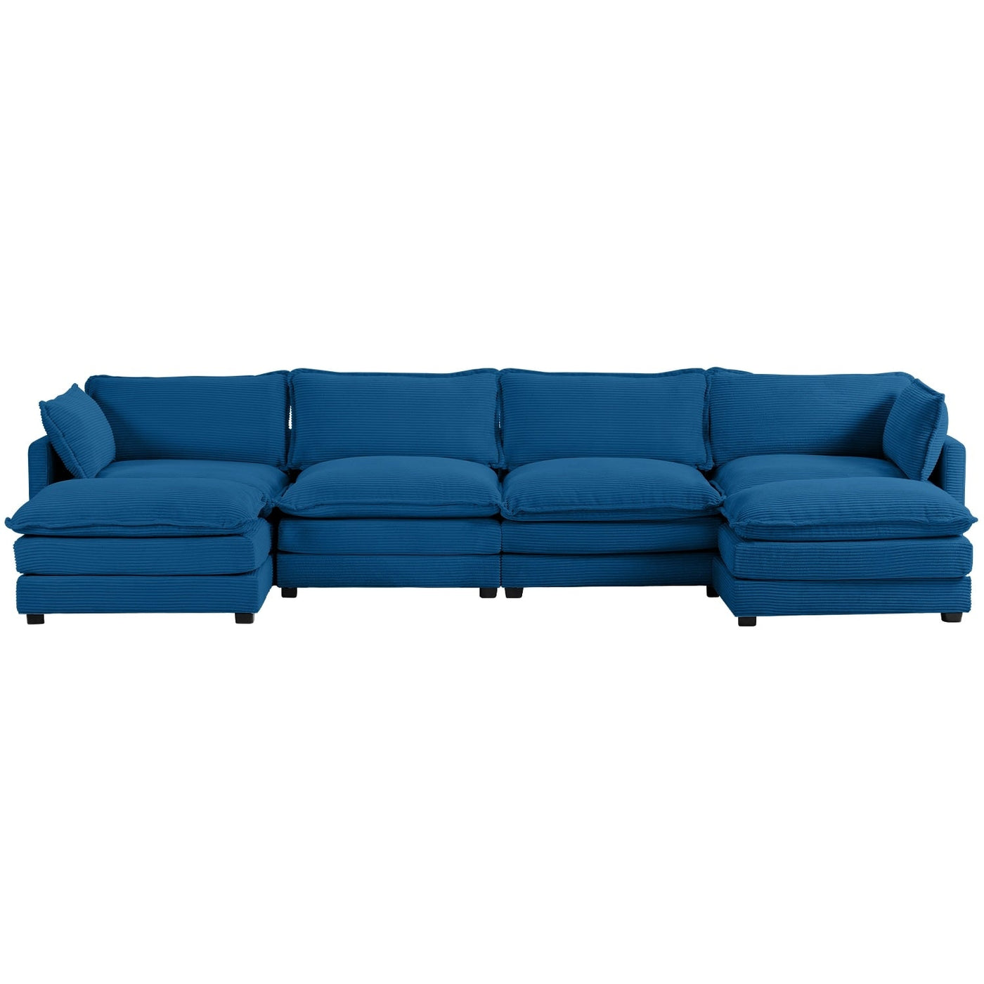 Corduroy Sectional Sofa with Removable Ottomans & Ultra-soft Cushions for Living Room & Bedroom
