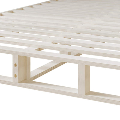 CraftPorch Solid Wood 5-Inch Box Spring Foundation with Wood Slats with Warm Grey Linen Cover