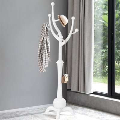 Tree-branch Rubberwood Freestanding Coat Rack with 8 Hooks - 24.5W x 70.87H
